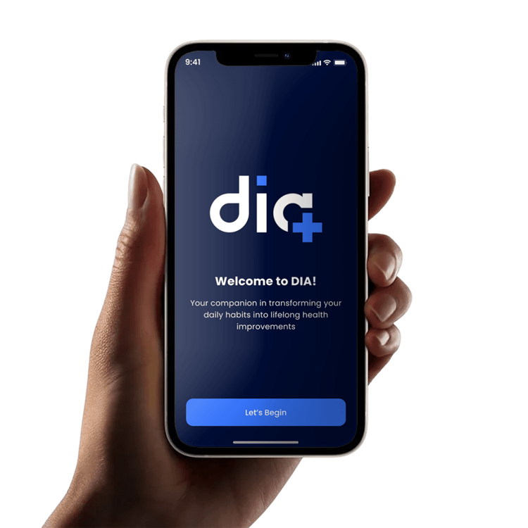 DIA app on iPhone showing welcome screen